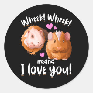 Wheek I Love You Guinee Pig Ronde Sticker