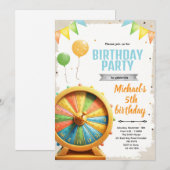 Wheel of Fortune spin birthday Invitation (Devant / Derrière)