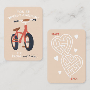 Wheel-y Geweldige kinderfiets klaslokaal Valentijn Notitiekaartje