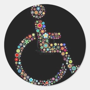 wheelchair_funky_zazzle.jpeg ronde sticker
