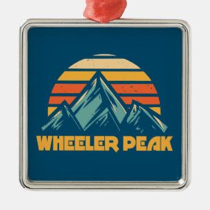 Wheeler Peak New Mexico Retro Turquoise Metalen Ornament