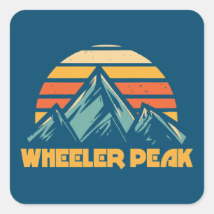 Wheeler Peak New Mexico Retro Turquoise Vierkante Sticker