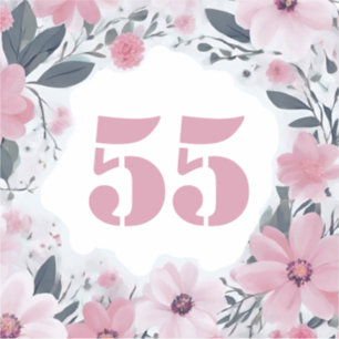 Wheelie Bin House Nummer Pastel Roze Bloemen Sticker