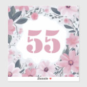 Wheelie Bin House Nummer Pastel Roze Bloemen Sticker (Vel)