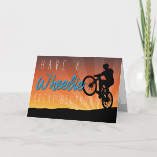 Wheelie Great   Orange Sky Bicyclette carte d'anni