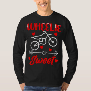 Wheelie Sweet Funny Valentijnsdag Heart Dirt Bik T-shirt