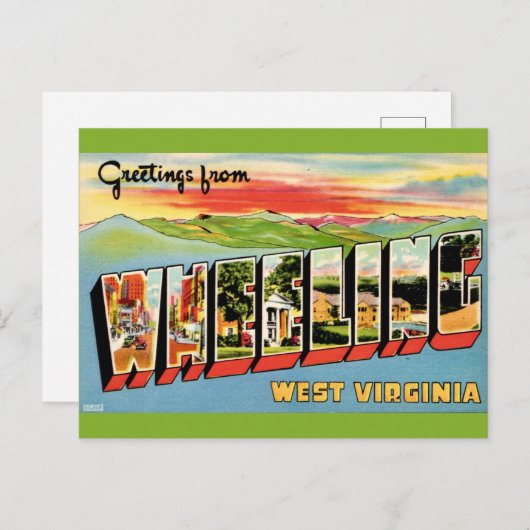 Wheeling WV Antieke Ansichtkaart Briefkaart (Voorkant / Achterkant)