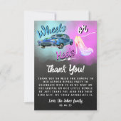 Wheels or Heels Geslacht onthullen Dank u Card. Kaart (Voorkant)