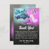 Wheels or Heels Geslacht onthullen Dank u Card. Kaart (Voorkant / Achterkant)