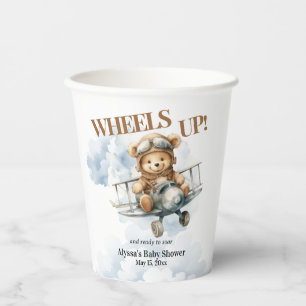 Wheels Up Teddybeer Vliegtuig Baby Shower Papieren Bekers