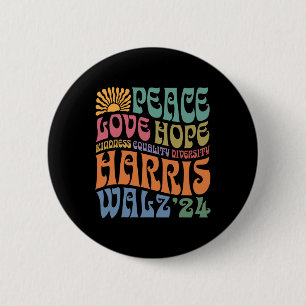 Wheimer 2024 Vrede Liefde Hoop Vriendelijkheid Gel Ronde Button 5,7 Cm