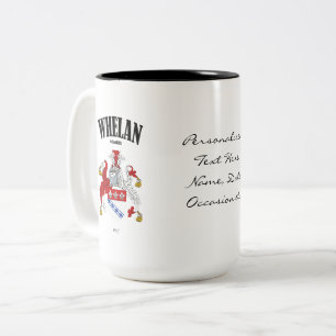 Whelan Family Crest, Translation & Betekenis Tweekleurige Koffiemok