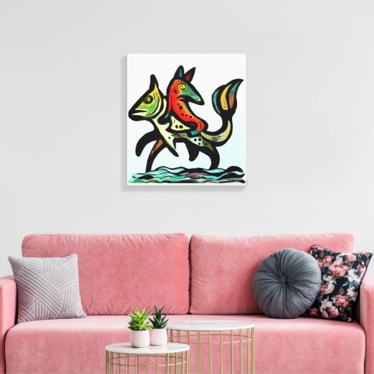 When Earth and Water Collide The Fox and The Trout Canvas Afdruk (Insitu (Woonkamer))