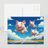 When Pigs Fly Funny Winged Pigs Briefkaart (Voorkant / Achterkant)