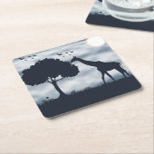 When the Moon Whispers to the Giraffe Vierkante Kartonnen Onderzetter (Schuin)