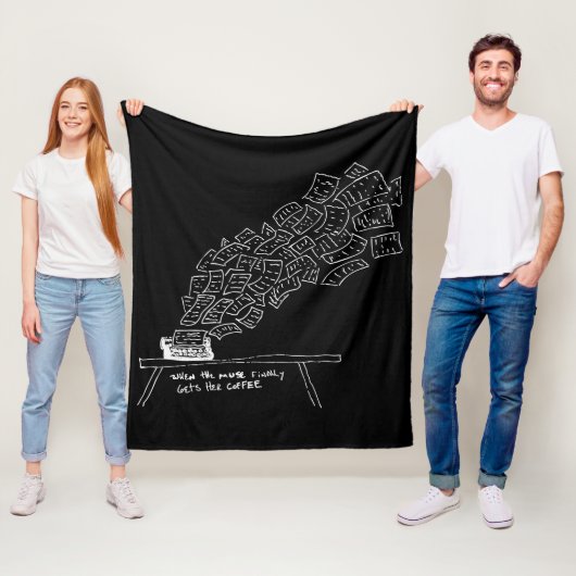 When the Muse Finally Gets Her Coffee Fleece Deken (In situ)