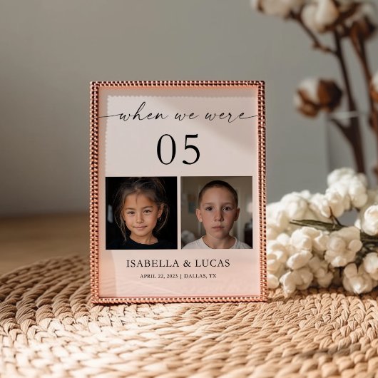When We Were Age Photo Wedding Table Number Kaart