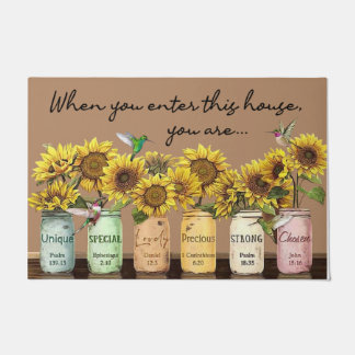 When you enter this house you are, Sunflower Deurmat