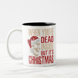 When You're Dead Inside But's Christmas Hallowe Tweekleurige Koffiemok