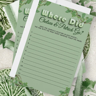 Where Did They Go Greenery Bridal Guessing Game 