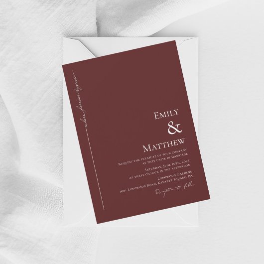 Where Forever Begins Burgundy Wedding Invitation