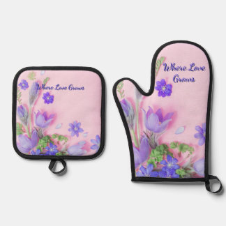 Where Love Grows Keukenset | Bloem Ovenwant & Pannenlap Set