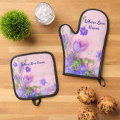 Where Love Grows Kitchen Set | Floral Oven Mitt  (Top down)