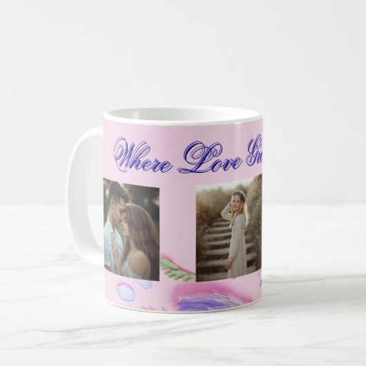 Where Love Grows Mug | Personalized Floral Photo (Devant gauche)