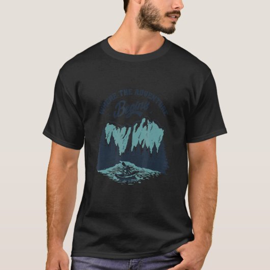 WHere the adventure begins mountains kayak T-shirt (Voorkant)