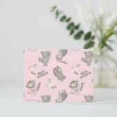 Where the Wild Things Are Pink Star Pattern Briefkaart (Staand voorkant)