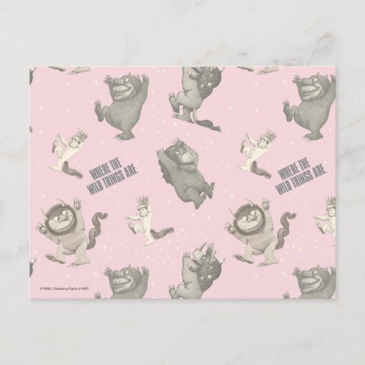 Where the Wild Things Are Pink Star Pattern Briefkaart (Voorkant)