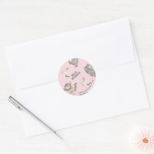 Where the Wild Things Are Pink Star Pattern Ronde Sticker (Envelop)