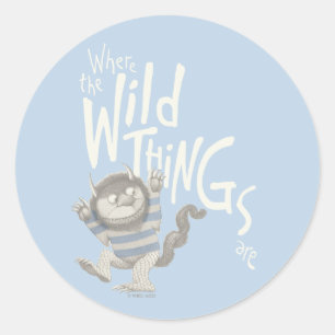 Where the Wild Things Are Quote - Blauw Ronde Sticker
