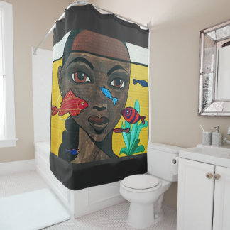 Where Thoughts Swim | Zwarte Vrouw Kunst Afrocentr Douchegordijn