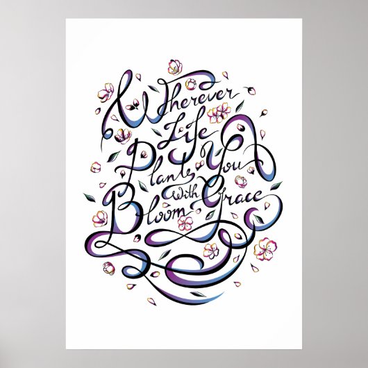 Wherever Life Plants You Bloom With Grace Poster (Devant)