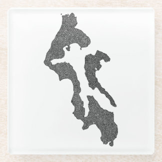 Whidbey Island Island County Kaartontwerp Glazen Onderzetter