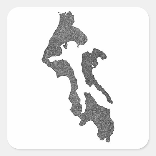 Whidbey Island Island County Map Design Vierkante Sticker (Voorkant)