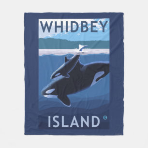 Whidbey Island, WashingtonOrca en Calf Fleece Deken