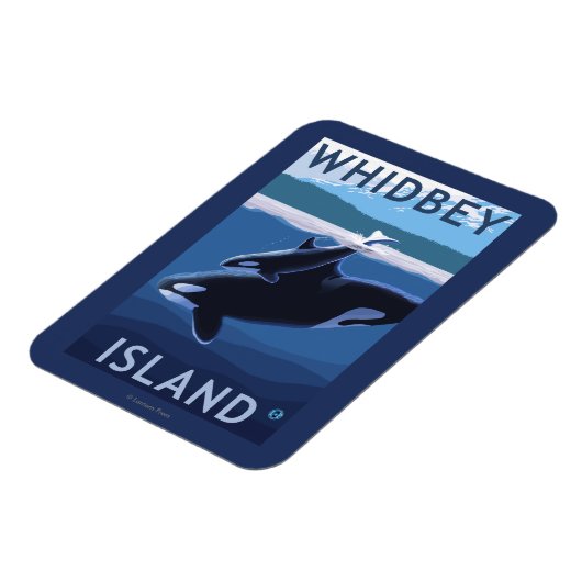 Whidbey Island, WashingtonOrca en Calf Magneet (Linkerzijde)