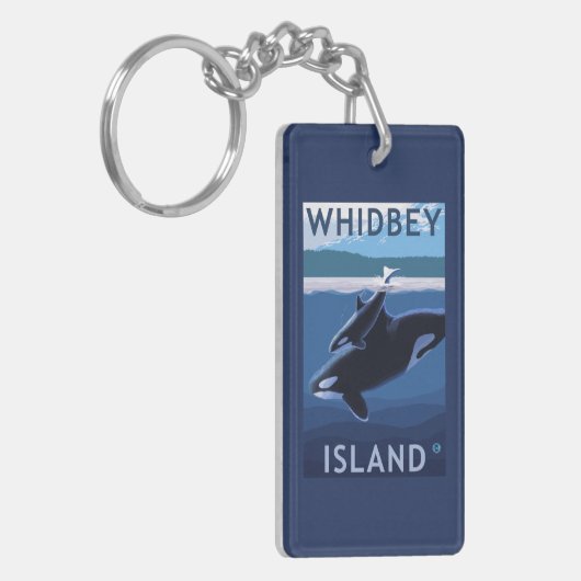 Whidbey Island, WashingtonOrca en Calf Sleutelhanger (Voorkant Links)