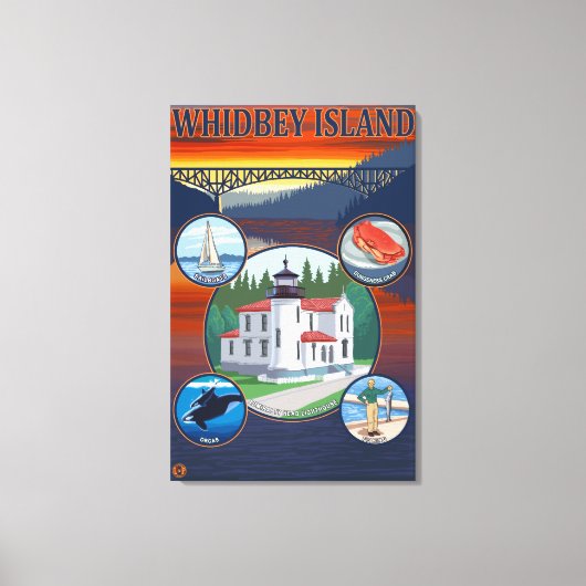 Whidbey Island, WashingtonScene Travel Poster Canvas Afdruk (Voorkant)