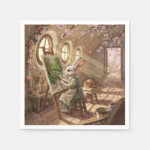 Whim Bunny Kunstenaar Schilderend op Ezel Servet