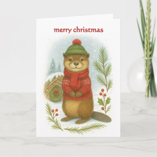 Whim Christmas Otter Feestdagen Kaart (Voorkant)