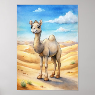 Whimcameel Aquarel, Natuur Illustratie Poster