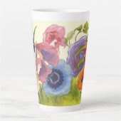 Whimically kleurrijke bloemen op hoog latte mok (Voorkant)