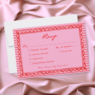 Whimige rode roze waterverf streep bruiloft RSVP kaartje