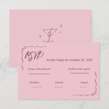 Whimige Roze Handgeschreven Krabbel Huwelijks RSVP