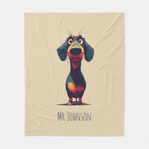 Whimillustratie van een dachshond karakter fleece deken