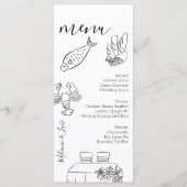 Whimiscal Doodle Black White Heart Wedding Menu  (Devant)