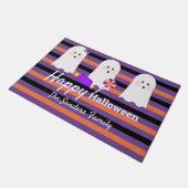 Whimiscal Halloween Cute Family Ghost Stripes Deurmat (Schuin)